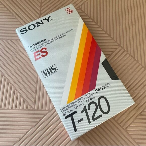 Sony VHS Tape Blank Media T-120 Dynamicron ES SP 2hrs LP 4 hrs EP 6hrs Video New - Picture 1 of 6